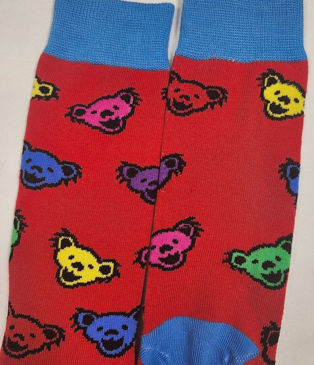 Grateful Dead Dancing Bears Socks 2021 GDP Red Blue Dress Socks Unisex OS NWOT